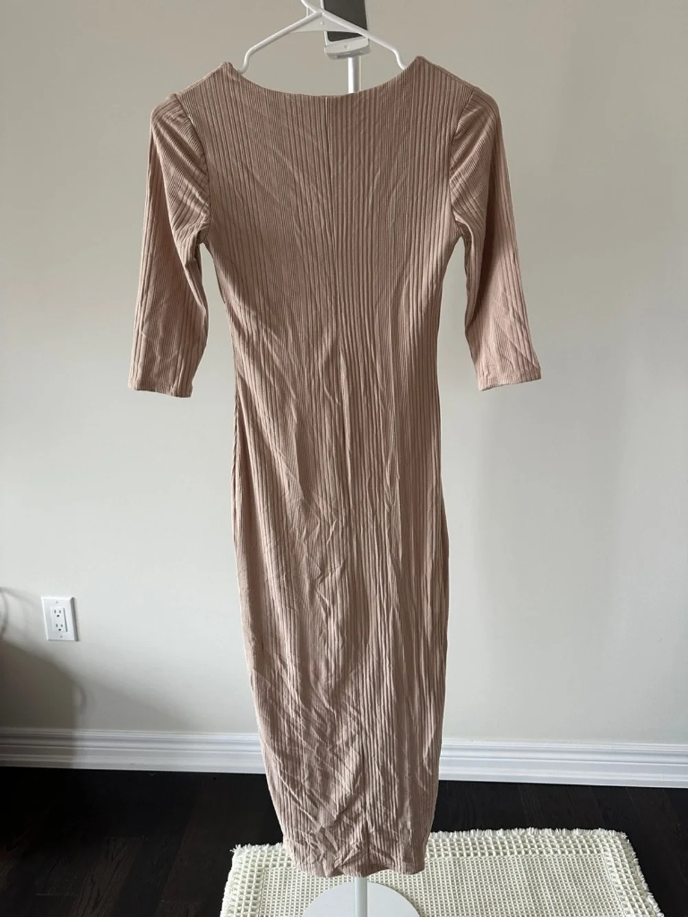 See You Monday Ribbed Midi Dress in Beige - Picture 3 of 3